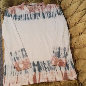 Men's Long Sleeve Tie-Dye Shirt - White and Brown